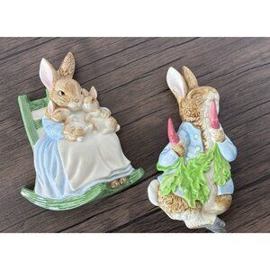 SCHMID Rabbit Beatrix Potter Bunny Rocking Chair Ceramic Nursery Wall Decor Baby